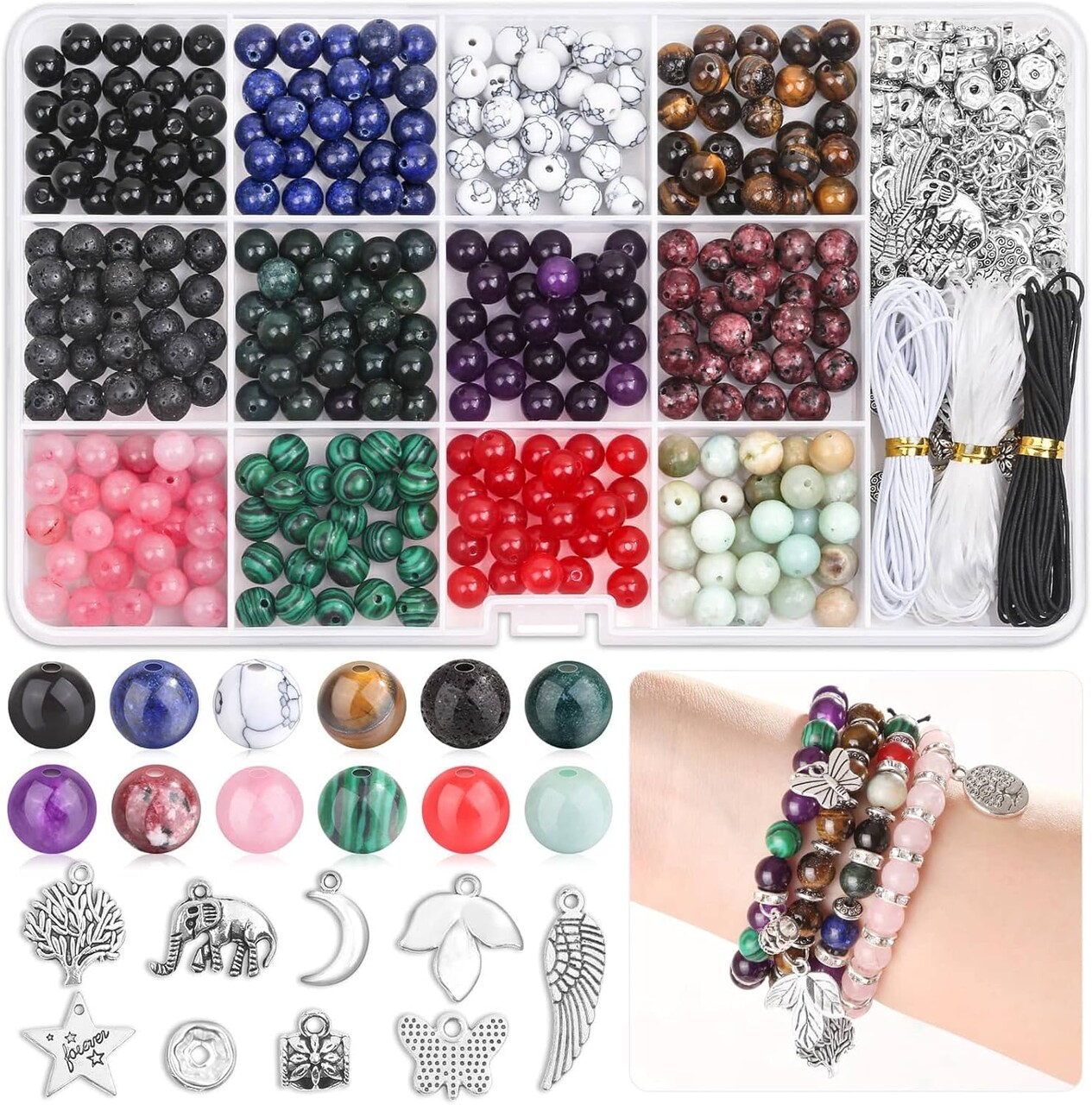473-Piece Stone Jewelry Making Kit – Natural Crystal Beads & Accessories for Bracelets, Necklaces & DIY Jewelry